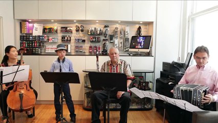Paquito d'Rivera and his friends visiting the New York Vandoren Studio