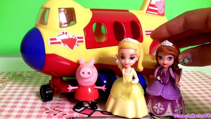 Princess Sofia Going to School Royal Prep Academy with Peppa Pig in Jumbo Airplane Disney