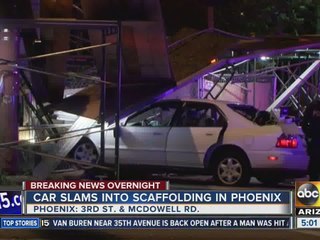 Stolen vehicle crashes into downtown Phoenix construction site