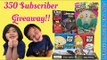 **CLOSED** 350 SUBSCRIBER GIVEAWAY!! Five Winners, FREE Toys!! Liam and Taylor's Corner