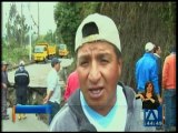 Hundimiento de una vía en Tungurahua por las fuertes lluvias