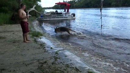 Audi getting waves from boat