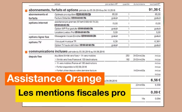 Assistance Orange - Les mentions fiscales pro - Orange