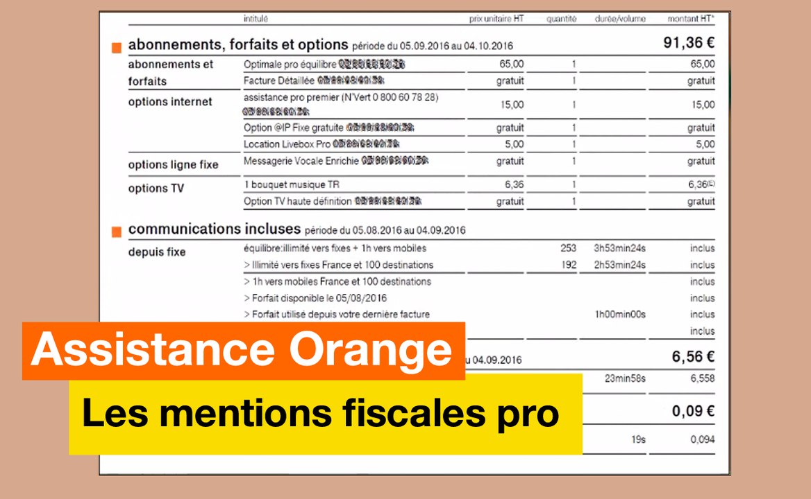 Assistance Orange - Les mentions fiscales pro - Orange