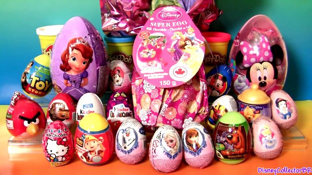 Giant Princess Kinder Surprise Eggs Disney Frozen Elsa Anna Minnie Mickey Play-Doh Huevos Sorpresa