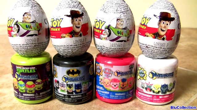 4 Toy Story Surprise Eggs + MASHEMS Transformers Batman Paw Patrol TMNT surprises