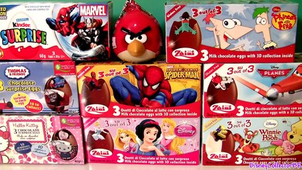 25 Surprise Eggs new Angry Birds KINDER Phineas and Ferb Thomas Disney Planes Spiderman Ovetti