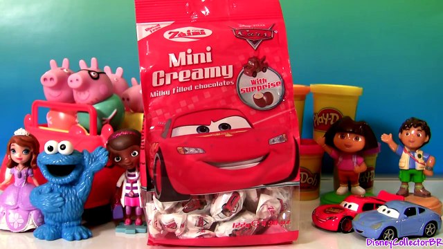 Party Mini Cars Surprise Eggs with Cookie Monster Disney Sofia the First Peppa Pig Doc McStuffins