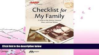 different   ABA/AARP Checklist for My Family: A Guide to My History, Financial Plans and Final