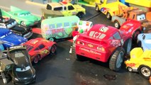 Disney Pixar Cars with Funny Car Lightning McQueen and The RipLash Racers doing Stunts in Radiator S