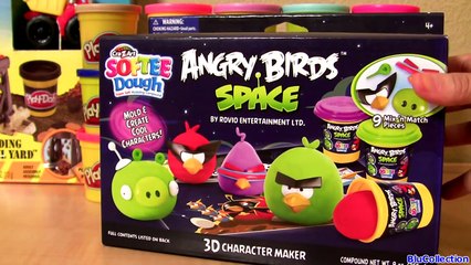 Скачать видео: Play Doh Angry Birds Space Softee Dough 3D Character Maker Playset Bad Piggies Red Bird Toy Review