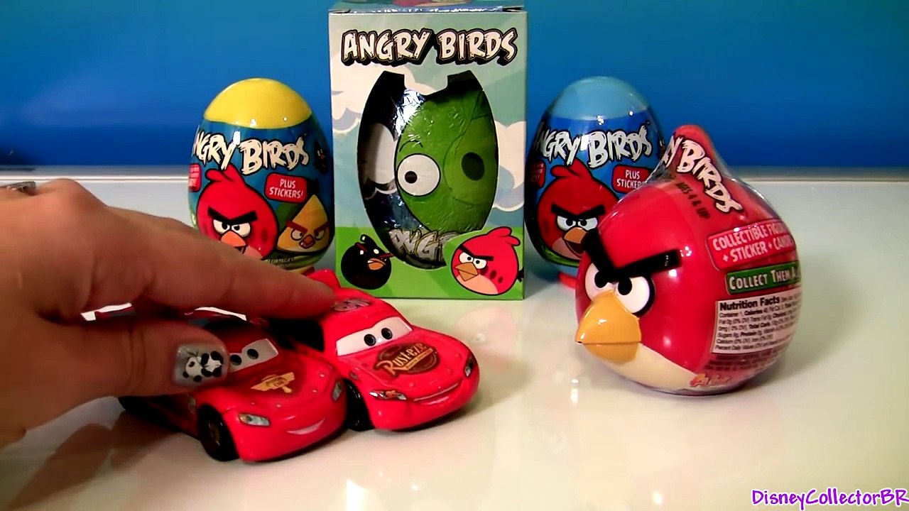 Play Doh Angry Birds as Lightning McQueen Black Bird & Bad Piggies by Funtoys