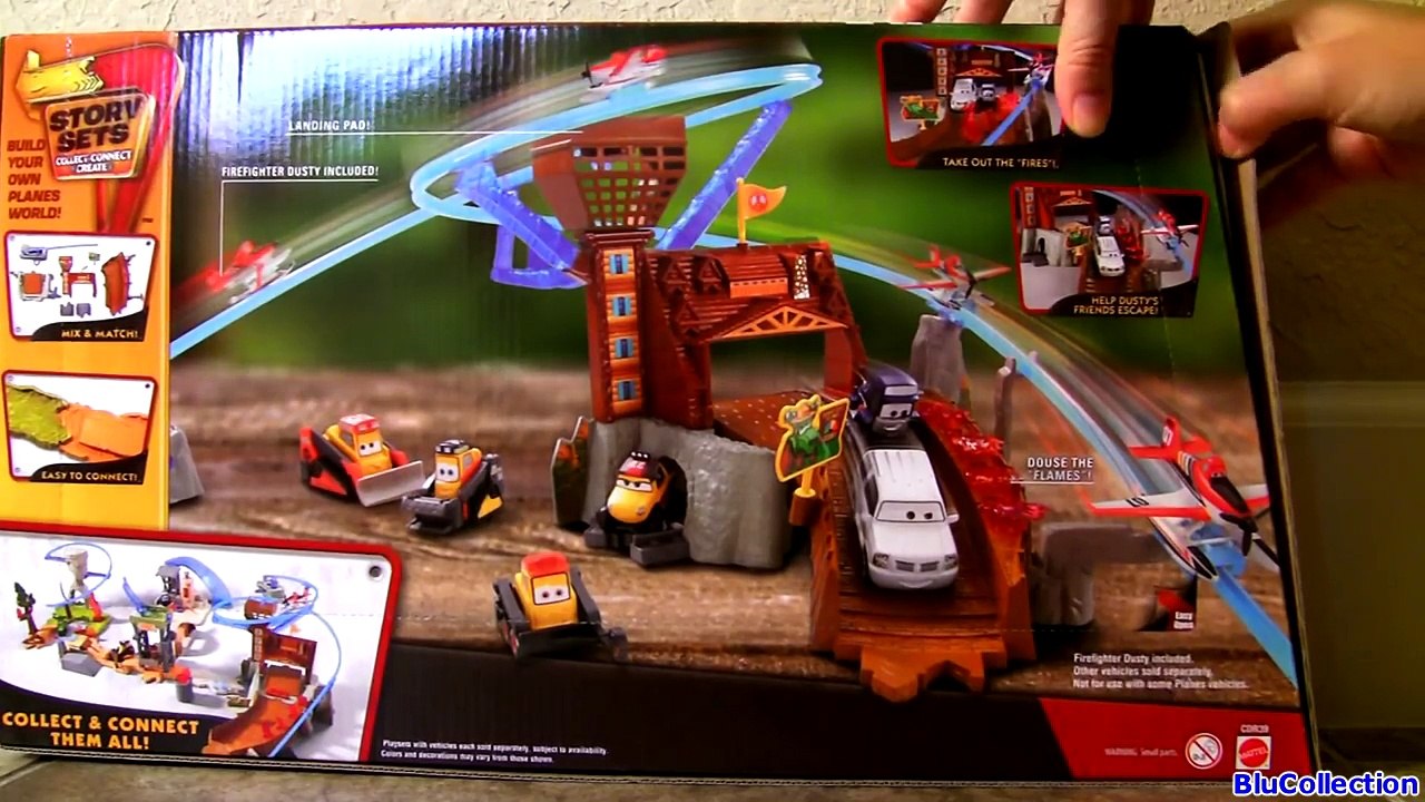 Dusty Saves Lightning McQueen & Sally Disney Planes 2 Fire & Rescue Fire at Fusel Lodge Track Cars
