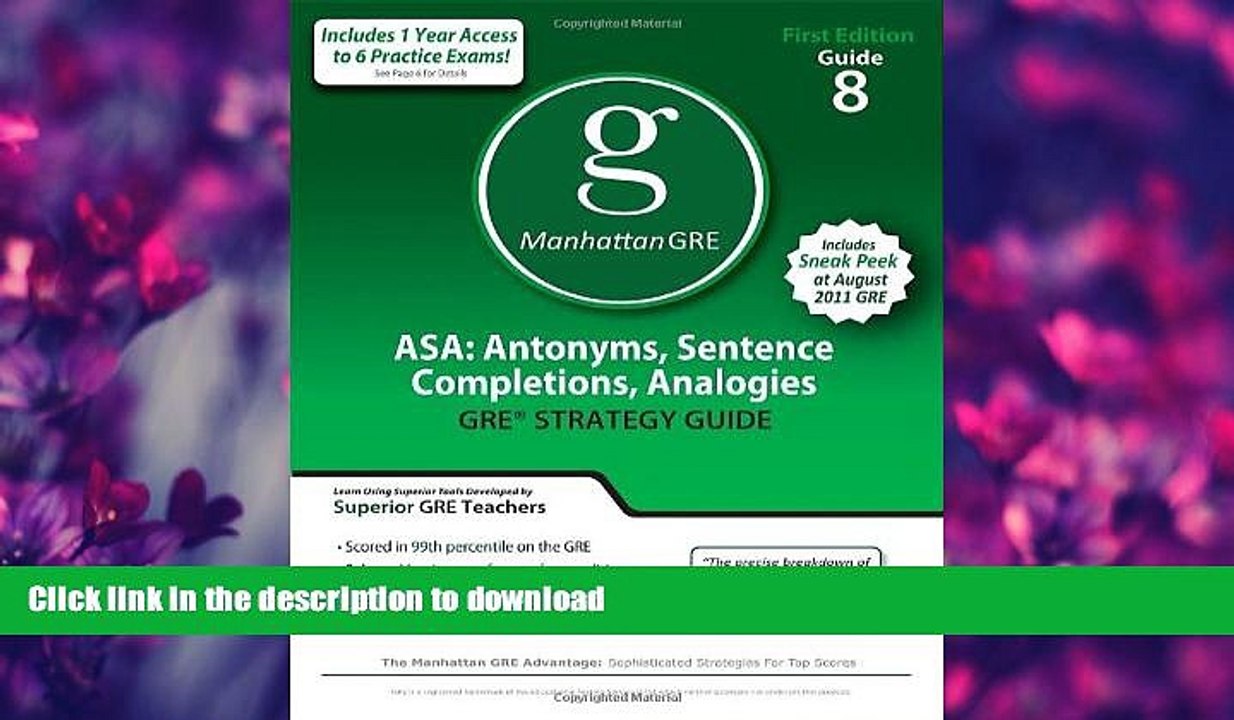 READ  ASA: Antonyms, Sentence Completions, Analogies GRE Preparation Guide, 1st Ed (Manhattan GRE