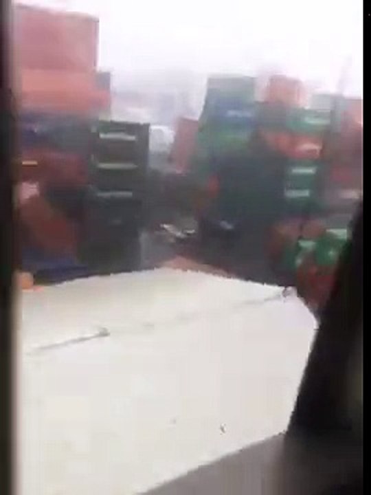 TyphoonMeranti Damaging Container Yard