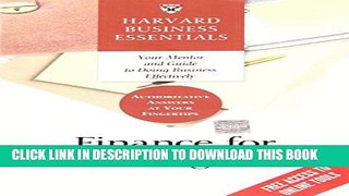 [Read PDF] Finance for Managers (Harvard Business Essentials) Ebook Free