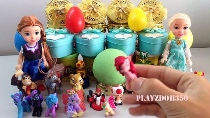 PLAY DOH SURPRISE EGGS with Surprise Toys,Mario Bros,Disney,  Frozen Elsa and Anna,Toy Story,My Little Pony Horses