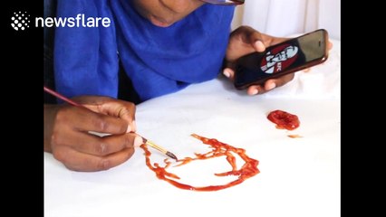 Nigerian artist paints KFC logo with ketchup