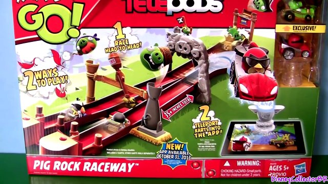 Angry Birds Go Pig Rock Raceway Cars Playset by TELEPODS Launcher toy review by Disneycollector