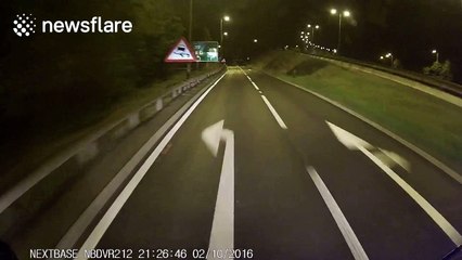 Hitchhiker almost gets run over on unlit road