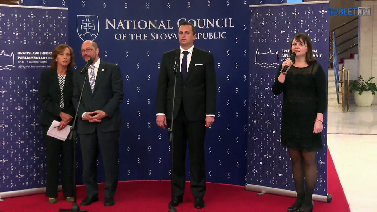 ZÁZNAM: Spoločné vyhlásenie predsedu NR SR Andreja Danka a predsedu Európskeho parlamentu Martina Schulza