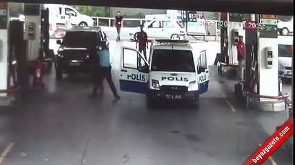 Polisin yüzüne tiner döktü!