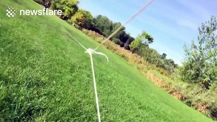 Man ties an iPhone to a kite and records in slow-motion