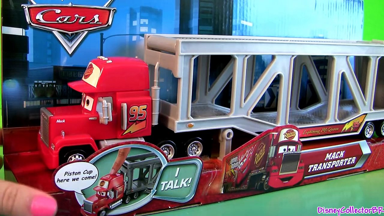 Talking Mack Truck Ramp Playset NEW Cars Transporter Bug Mouth Lightning McQueen Diecast Disney
