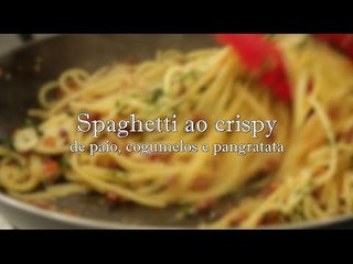 Spaghetti ao crispy de paio, cogumelos e pangratata