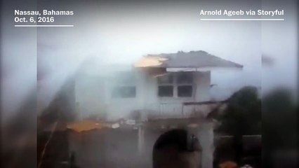 Hurricane Matthew rips roof off house in the Bahamas