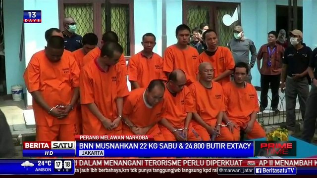 BNN Musnahkan 22 Kg Sabu dan 24 Ribu Pil Ekstasi