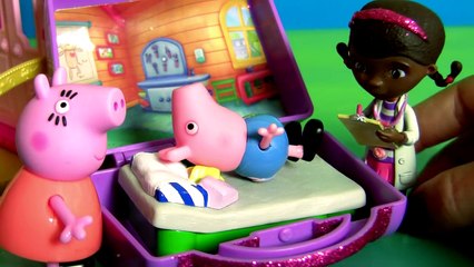 George Pig Breaks his Arm & Goes to Doc McStuffins Mini Clinic - Time For a Check-Up And Get a Shot