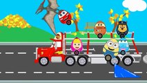 Learn Numbers - Spiderman Saves Surprise Eggs from Dinosaur Cars Transportation Videos for Kids