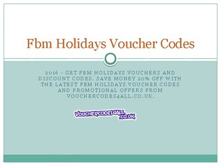 Fbm Holidays Voucher Codes