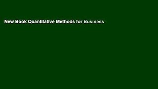 New Book Quantitative Methods for Business