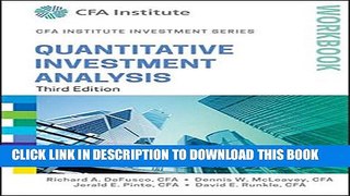 New Book Quantitative Investment Analysis Workbook (CFA Institute Investment Series)