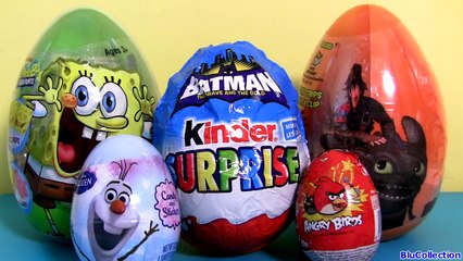 Huge Batman Kinder Surprise Easter Eggs SpongeBob Train your Dragon AngryBirds Disney Frozen new