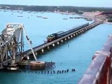 Train cross on Rameswaram Pamban Bridge