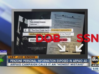Arpaio ad exposes Penzone's personal information