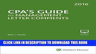 New Book CPA s Guide to Management Letter Comments, (2016)
