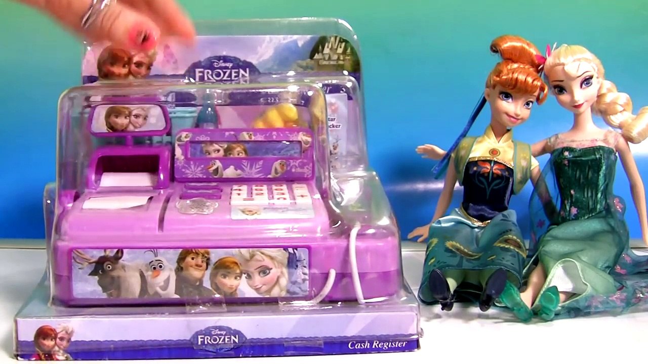 Disney FROZEN CASH REGISTER Anna Elsa Birthday Party Shopping for Shopkins Toys FASHEMS Surprise