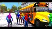 Wheels On The Bus Go Round And Round Spiderman Colors Nursery Rhymes - 3D Animation by DragiCars