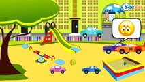 The Big Race with Monster Truck and Racing Cars in the City of Cars. Cartoons for children