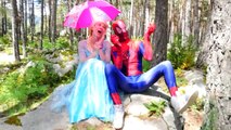 Spiderman & Frozen SpiderElsa Changes Rainbow Colors! Fun Superhero ft Poo Colored