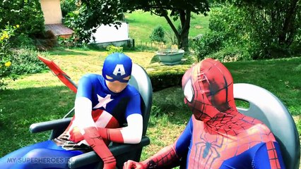 Spiderman & Catpain America having fun with Playgound! Spider-Man Parody