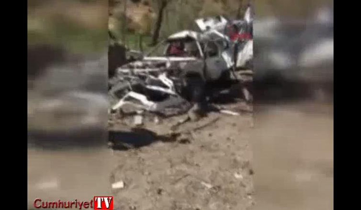 Şemdinli'de bombalı saldırının yaşandığı noktadan dehşetin görüntüleri