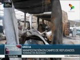 Grecia: incendio consume un campamento de refugiados en Quíos