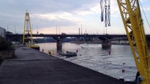 Chantier péniche coulée en Meuse à Sclessin