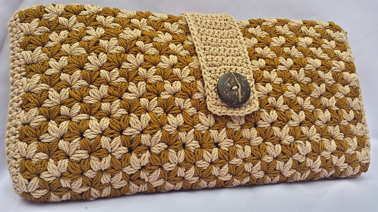 Cara Merajut Dompet Lipat Motif Melati