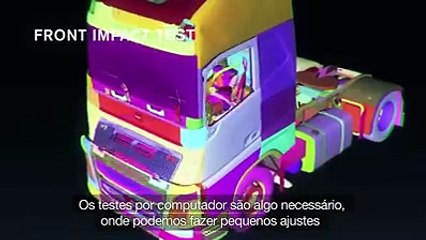 Volvo'nun FH serisi çekici modelinin zorlu kaza koşulları testi.